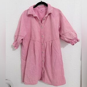 Pink Button-Up Women's Dress